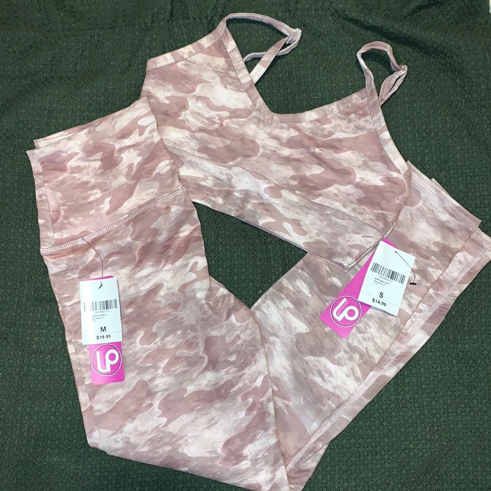 Pink camo workout set
